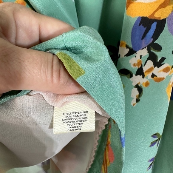 Anthropologie Moulinette Soeurs Green Floral Silk Spaghetti Strap Dress - Picture 11 of 12